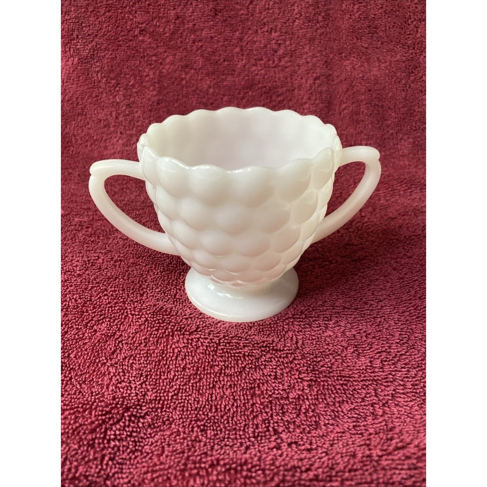 Vintage Anchor Hocking Bubble Milk Glass Footed Sugar Bowl